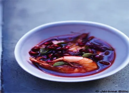 Crevettes grillées en jus de grenade