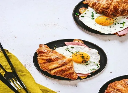 Croissants egg and bacon