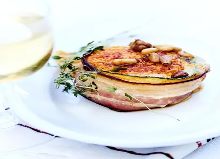 Crottin et lard fermier à la courgette