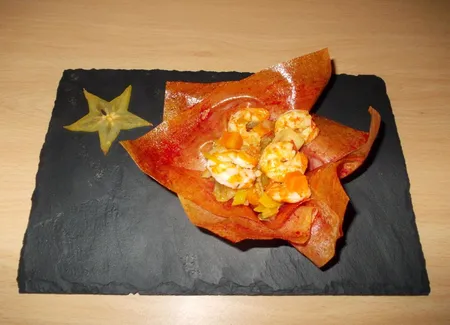 Croustillant de crevettes au curry