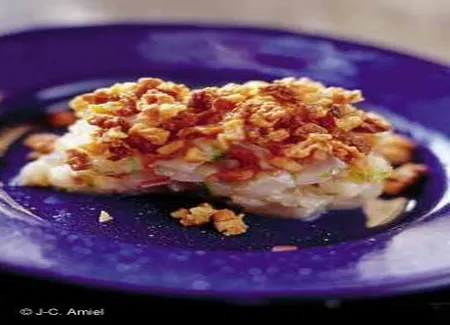 Crumble de loup, agrumes, gingembre