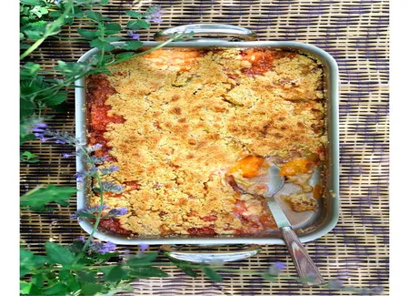 Crumble pêches-abricots