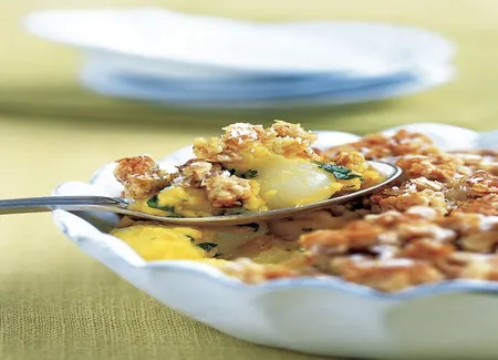 Crumble pommes, oignons et curry