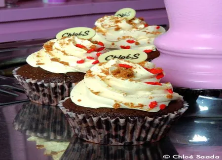 Cupcake chocolat, coeur de crème de spéculoos