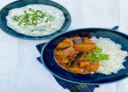 Curry d'agneau aux aubergines