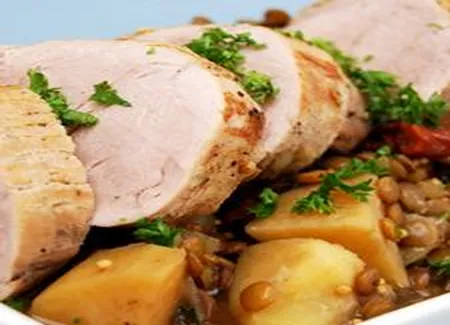 Filet de porc à la moutarde et aux lentilles