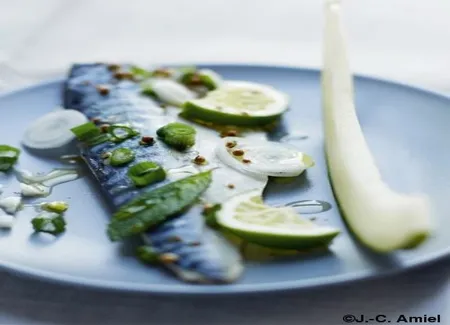 Filets de maquereaux marinés et melon vert