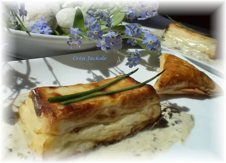 Flan de saint-jacques à la truffe, sauce à l'oseille
