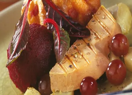Foie gras chaud de noël sur topinambours