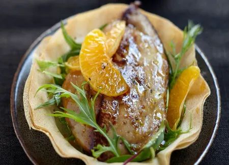 Foie gras de canard des landes chaud aux clémentines de corse