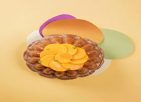 Gâteau à la bergamote, riz basmati et mangue