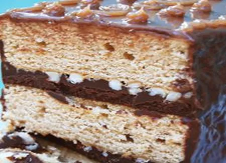 Gâteau à la crème de marrons, ganache caramel au chocolat