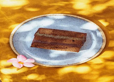 Gâteau au chocolat d'amazonie et confiture d'ananas