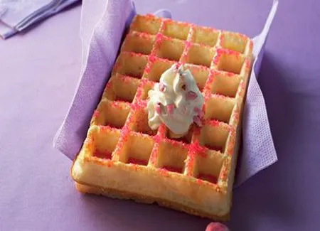 Gaufre aux pralines roses