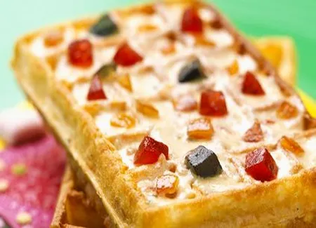 Gaufres arlequin aux fruits confits