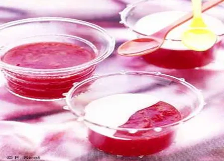 Gelée de fraise, coulis coco