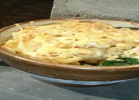 Gratin de coquillettes aux épinards