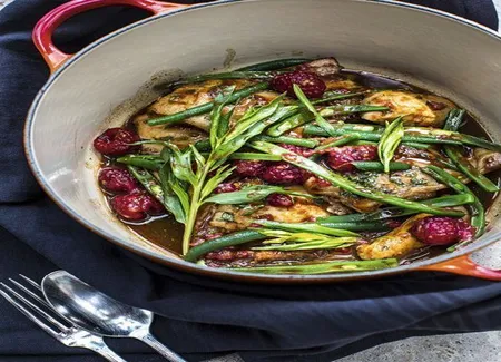 Lapin à la framboise et haricots verts