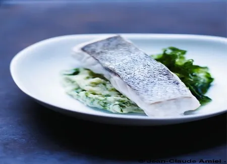 Lieu noir et purée à la laitue de mer