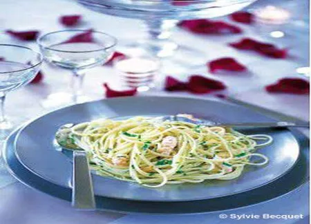 Linguine aux scampi et à l'ail