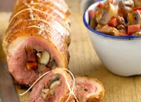 Magret de canard farci champignons jambon