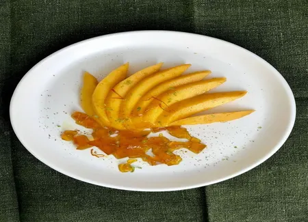 Mangue et gelée au safran