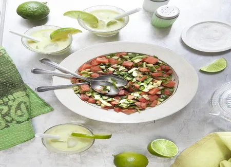 Margarita à l'avocat, salsa pastèque