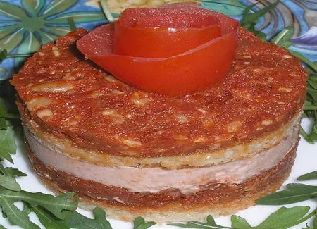 Mousse de jambon et pesto de tomates