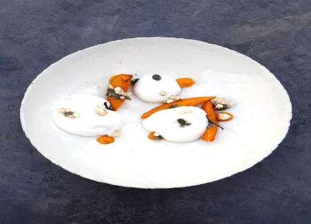 Mousse de lait de riz et potimarron vanillé d'armand arnal