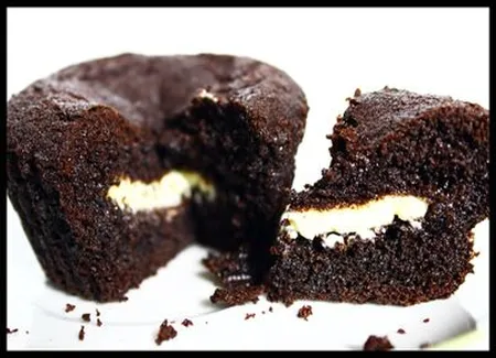 Muffins au chocolat, coeur chocolat blanc