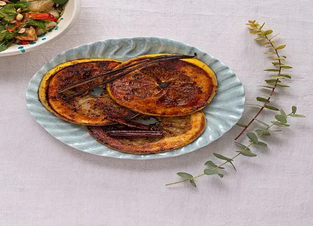 Pamplemousse asiatique caramélisé à la cannelle et à la vanille