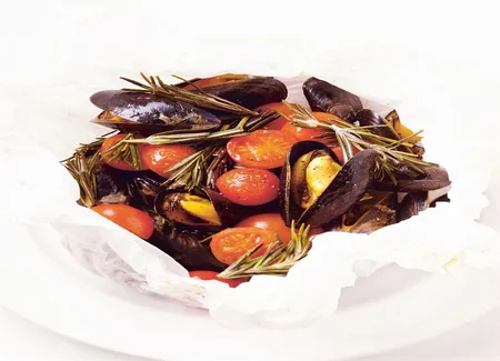 Papillotes de moules au romarin
