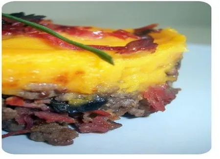 Parmentier de patates douces au boeuf, au curry et au chorizo