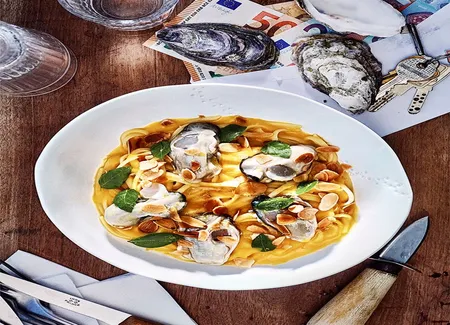Pâtes au butternut et huîtres