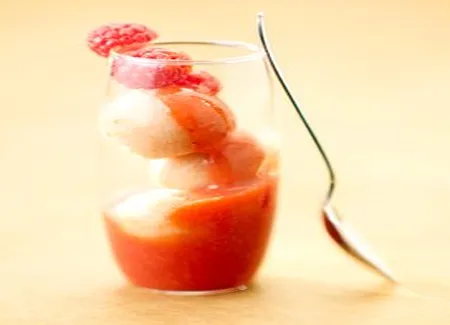 Pêches en sorbet