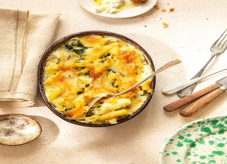 Penne à la mozzarella di bufala, lardo di colonnata