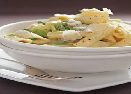 Penne aux deux pois, gingembre et citron