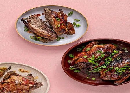 Pigeonneaux farcis et laqués à la chinoise