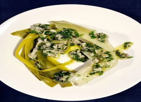 Poireaux et gremolata d'huîtres