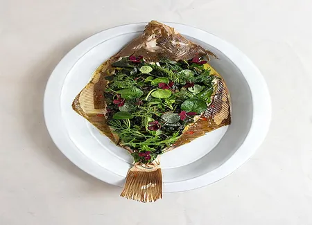 Poisson aux algues et beurre noisette