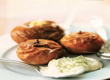 Pommes au four, chantilly au matcha