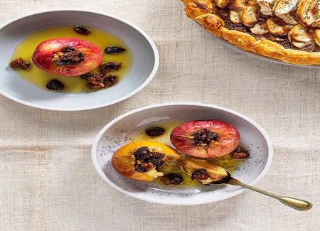 Pommes au four, noix et cranberries
