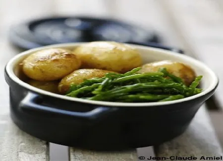 Pommes grenaille et salicornes