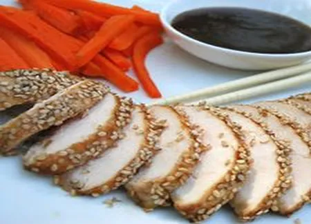 Poulet au miel et sésame, sauce aigre-douce