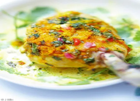 Poulet aux herbes, sauce coriandre