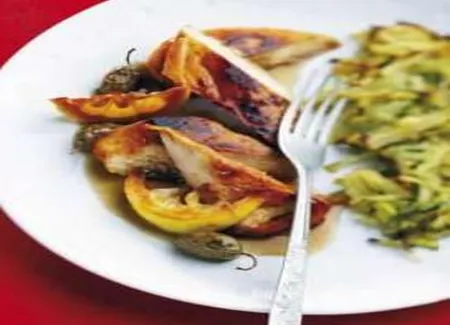 Poulet caramélisé, râpée de légumes