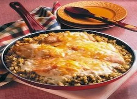 Poulet et farce à la poêle