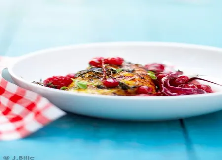 Poulet grillé aux framboises
