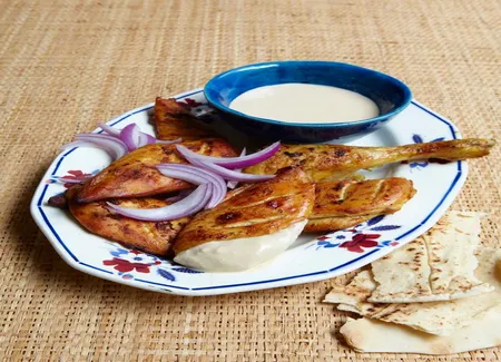 Poulet grillé, sauce tahini