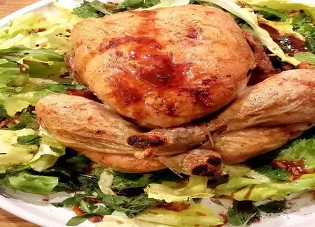 Poulet rôti et vinaigrette chaude au champagne d'alix lacloche
